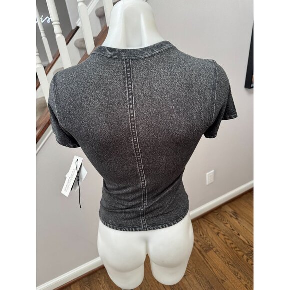 NWT Rag & Bone Washed Black Miramar Jersey Baby Tee Shirt Size XS - Picture 3 of 4